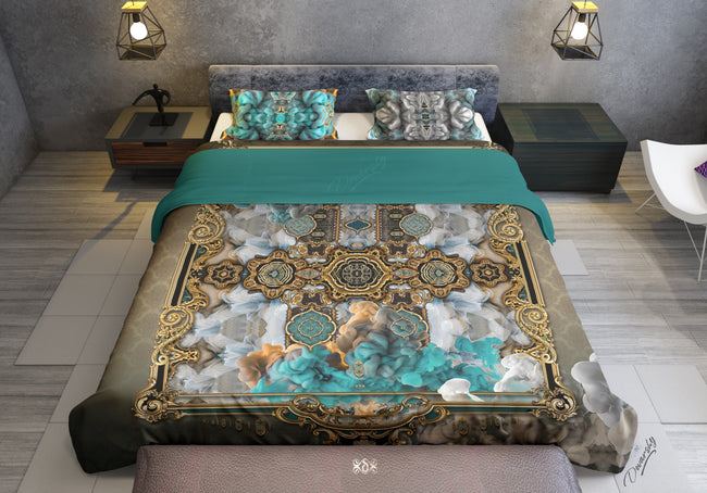 Baroque Printed Duvet Cover, Luxury Bed Linen, Twin, Queen, King Size Bedding, Devarshy Home