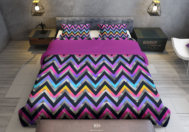 Colourful Printed Duvet Cover, Twin, Queen, King Size Bedding, Luxury Bed Linen, Devarshy Home