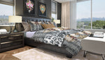 White Snow Leopard Print Duvet Cover, Bed Linen, Luxury Bedding, Devarshy Home, GT -