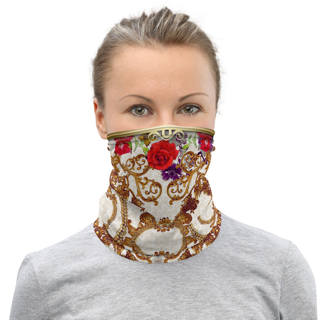 Baroque Golden Florals Neck Gaiter, Fabric Face Mask, PF - 0007