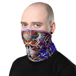Baroque Royal Blue Ornate Neck Gaiter, Washable Face Mask, Fabric Face Cover/Neck Tube, PF - 1053A