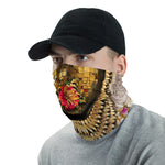 Golden Print Floral Neck Gaiter, Unisex Face Mask For Protection, Neck Tube/Face Cover, PF - 1091