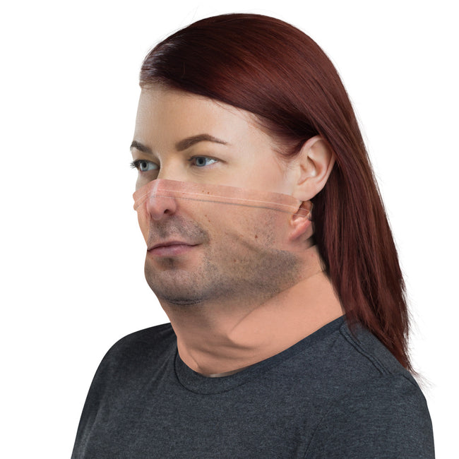 Caucasian Male Face Print Neck Gaiter, Man Face Mask, Selfie Print Face Cover/Neck Tube, PF - 11115