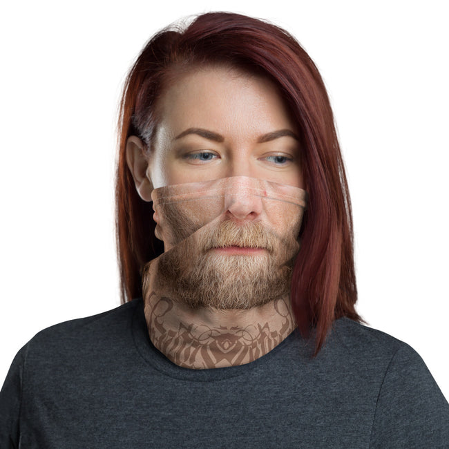 Blonde Beard Man Neck Gaiter, Matured Male Face Mask For Protection, Fabric Face Cover/ Neck Tube, PF - 11117
