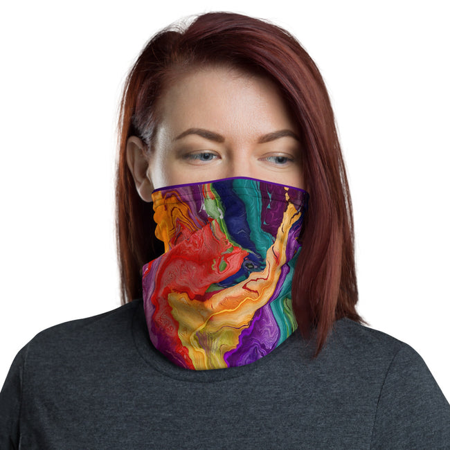 Abstract Marble Print Neck Gaiter, Marbling Art Face Mask, PF - 11143