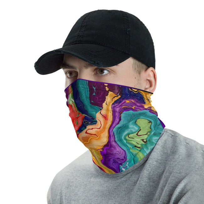 Abstract Marble Print Neck Gaiter, Marbling Art Face Mask, PF - 11143