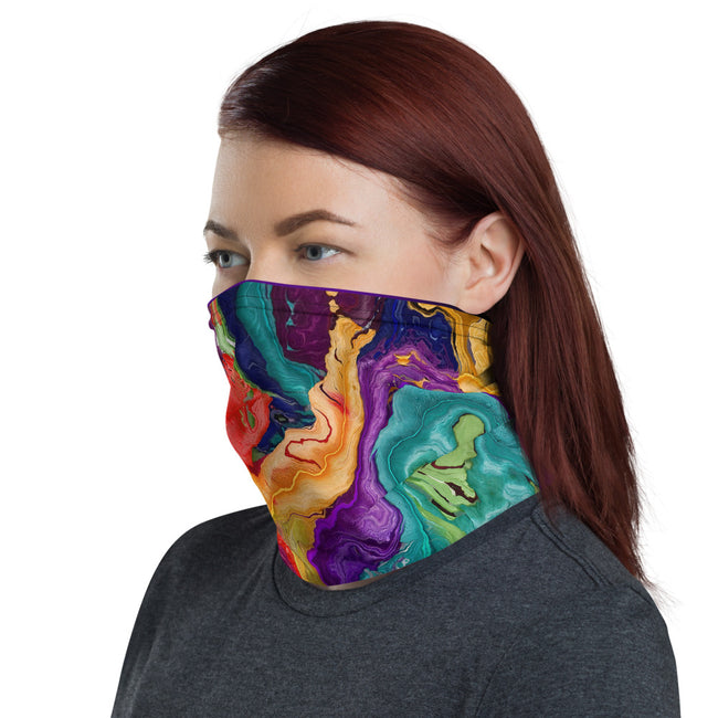 Abstract Marble Print Neck Gaiter, Marbling Art Face Mask, PF - 11143
