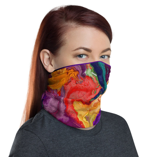 Abstract Marble Print Neck Gaiter, Marbling Art Face Mask, PF - 11143