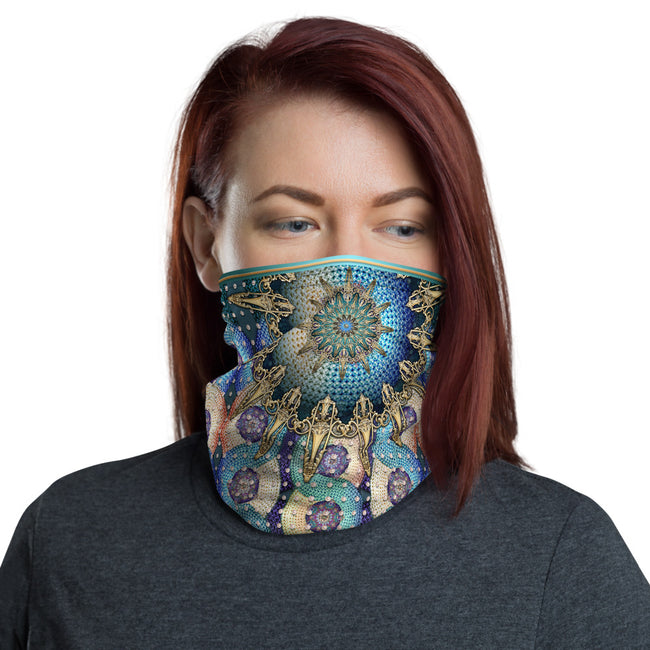 Blue Pearls Printed Neck Gaiter, Unisex Face Mask, Headband, Cloth Face Cover, Lycra Neck Tube, PF - 11151