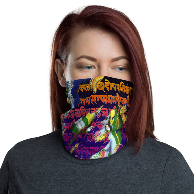 Indian Calligraphy Print Neck Gaiter (2 Colors), Fabric Face Mask Neck Tube, PF - 11167