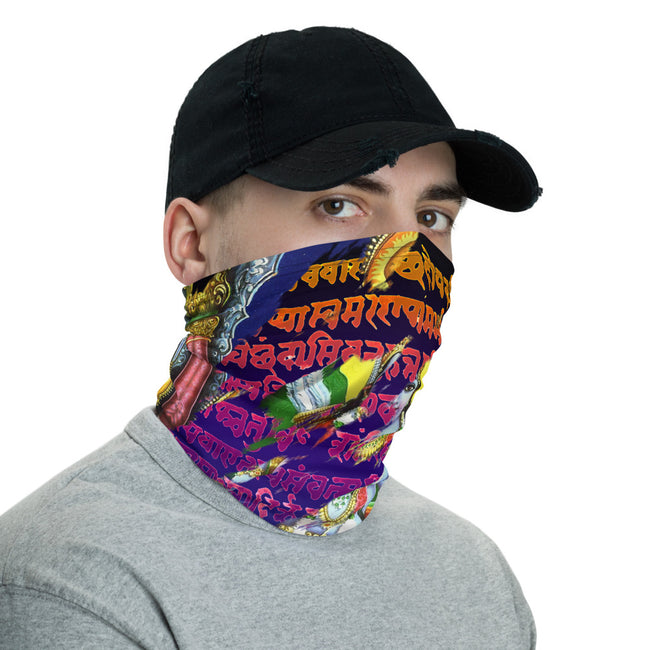 Indian Calligraphy Print Neck Gaiter (2 Colors), Fabric Face Mask Neck Tube, PF - 11167