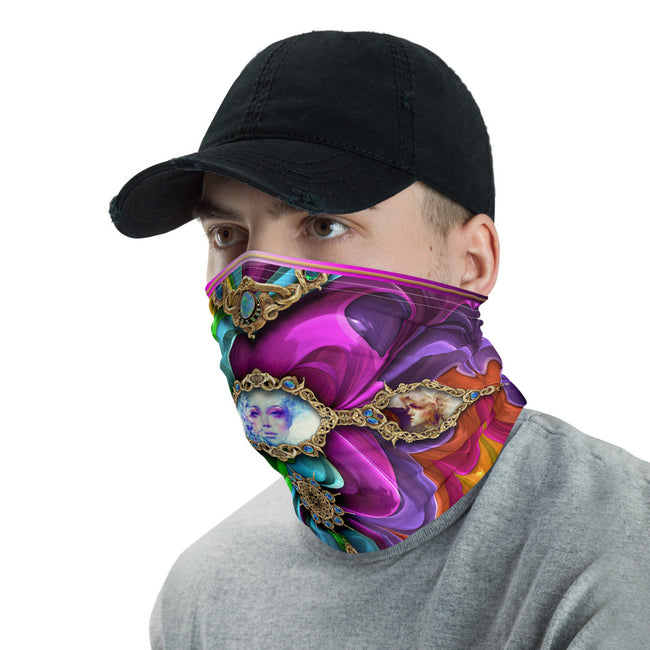 Baroque Colorful Print Neck Gaiter, Reusable Face Mask, Cloth Face Cover/Neck Tube, PF - 11171
