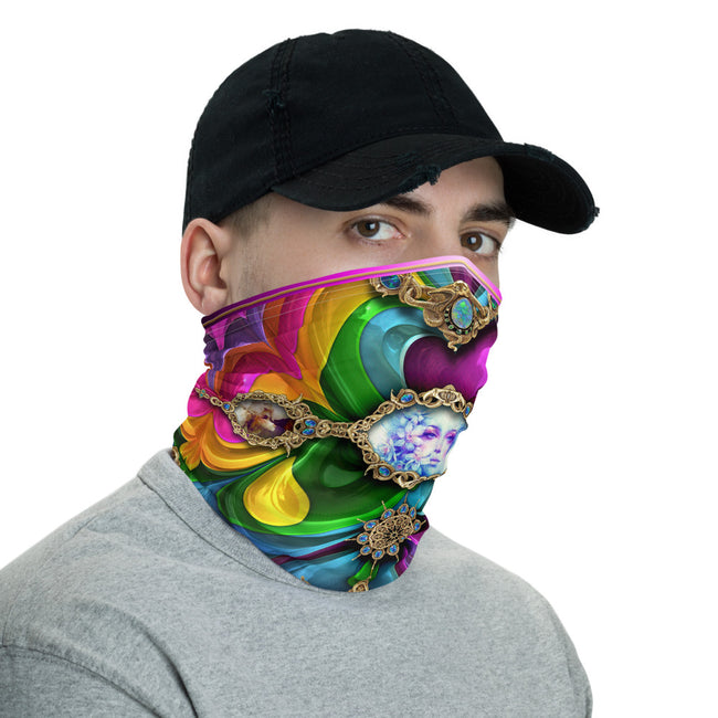 Baroque Colorful Print Neck Gaiter, Reusable Face Mask, Cloth Face Cover/Neck Tube, PF - 11171