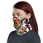 Japanese Zen Calligraphy Neck Gaiter, Koi Fish Face Mask - 11182