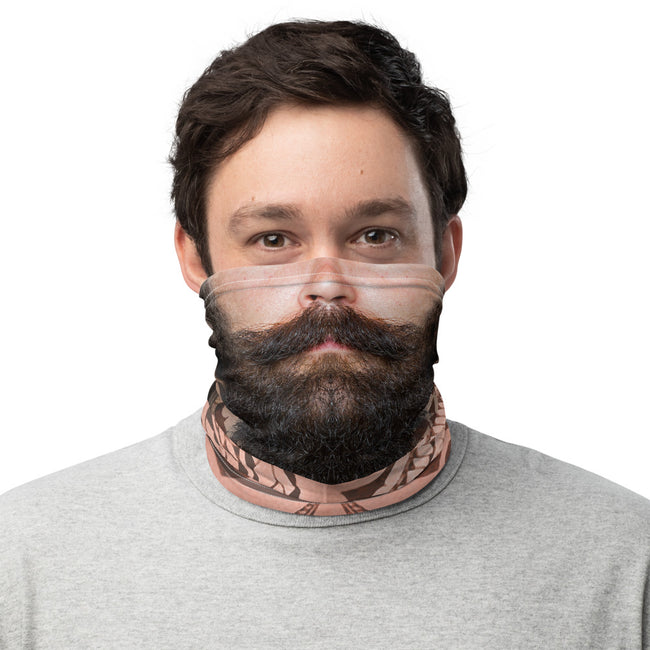 Long Black Beard Man Neck Gaiter, Selfie Face Mask Neck Tube, PF - 11184