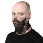 Long Black Beard Man Neck Gaiter, Selfie Face Mask Neck Tube, PF - 11184