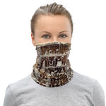 Japanese Newspaper Print Neck Gaiter, Antique Print Face Mask, Cloth Face Cover/Neck Tube, PF - 11193