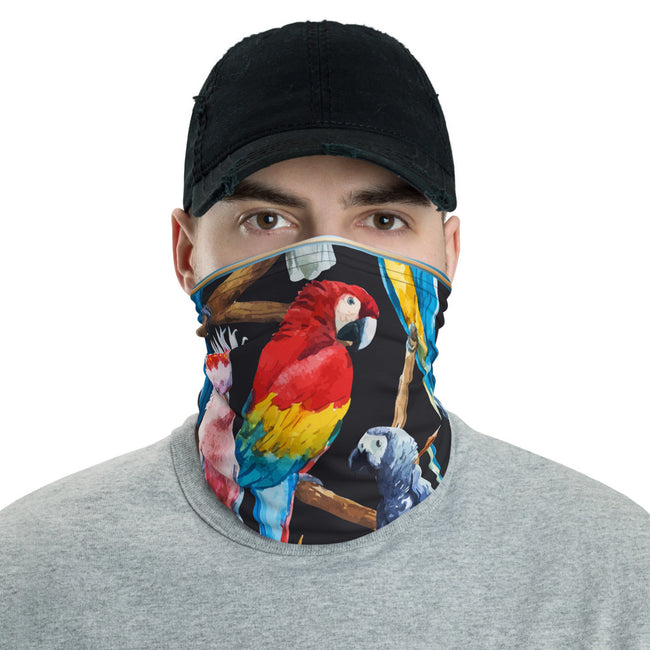 Tropical Birds Parrot Neck Gaiter, Fabric Face Mask Neck Tube, PF - 11197