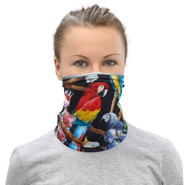 Tropical Birds Parrot Neck Gaiter, Fabric Face Mask Neck Tube, PF - 11197