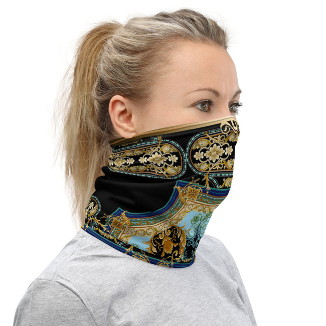 Decorative Blue Baroque Neck Gaiter, Unisex Face Mask, Bandanna/Neck Tube, PF - 11216