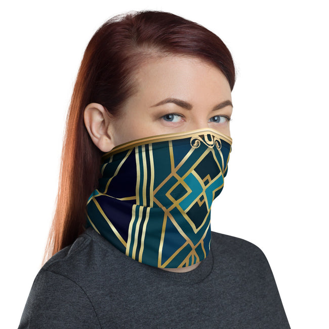 Art Deco Golden Triangles Neck Gaiter, Reusable Face Mask (3 Colors), Fabric Face Cover/Neck Tube, PF - 11217