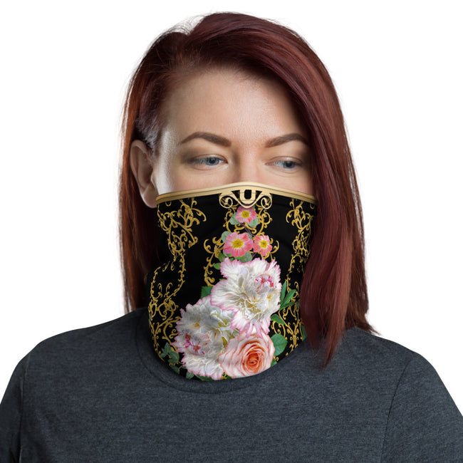 Baroque Decorative Floral Neck Gaiter, Floral Face Mask, Cloth Face Cover/Neck Tube, PF - 11239