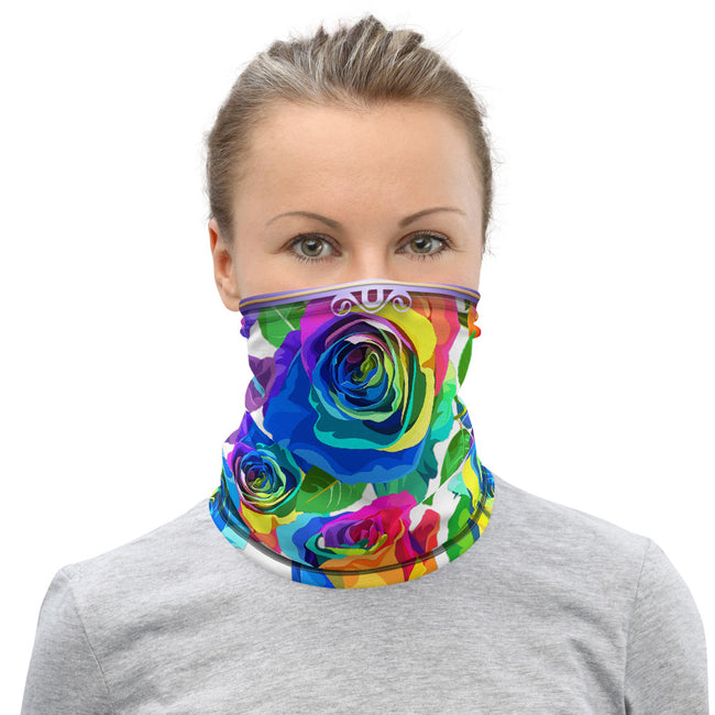 Spectrum Roses Neck Gaiter (3 Colors), Floral Face Mask Neck Tube, PF - 11255