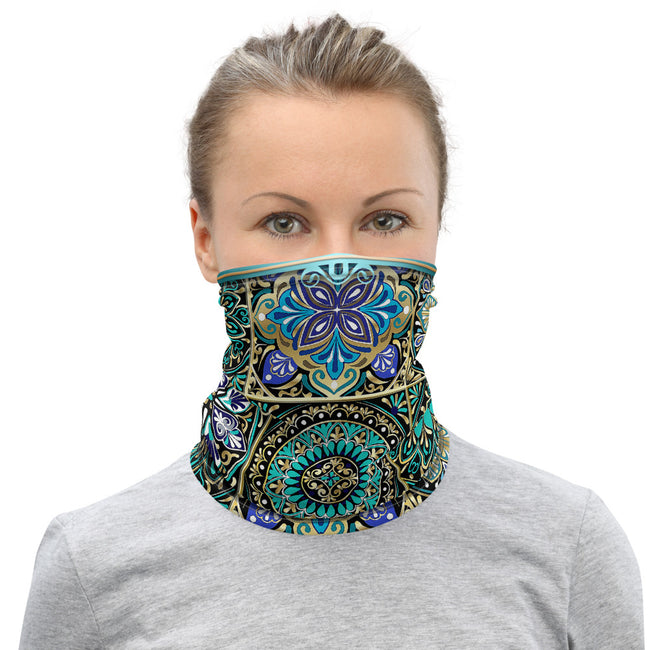 Zentangle Mandala Neck Gaiter (2 Colors), Moroccan Print Mask, PF - 11272