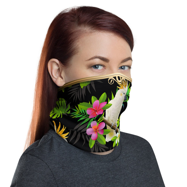 White Parrots Neck Gaiter, Tropical Birds Neck Tube, PF - 11275