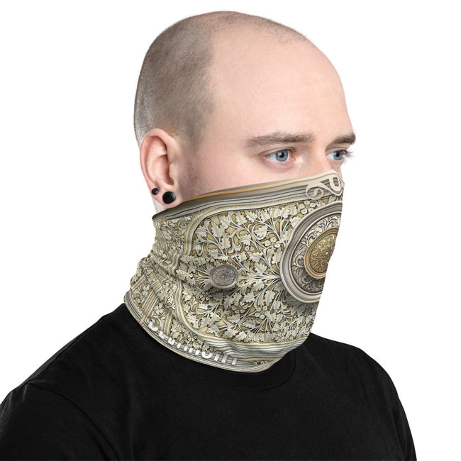 Baroque Decorative Shield Print Neck Gaiter, Reusable Face Mask, Fabric Face Cover/Neck Tube, PF - 11282