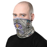 Italian Pearl Embroidery Printed Neck Gaiter, Decorative Pearls Face Mask, PF - 11361