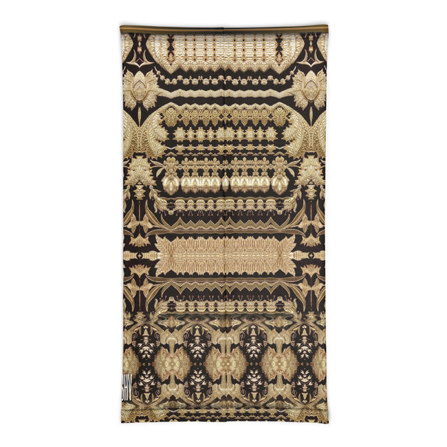 Luxury Zardouzi From India Printed Neck Gaiter, Gold Embroidery Print Mask, PF - 11362