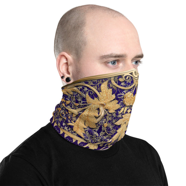 Gold Embroidery from INDIA Printed Neck Gaiter, Fabric Face Mask, PF - 11363