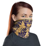 Gold Embroidery from INDIA Printed Neck Gaiter, Fabric Face Mask, PF - 11363