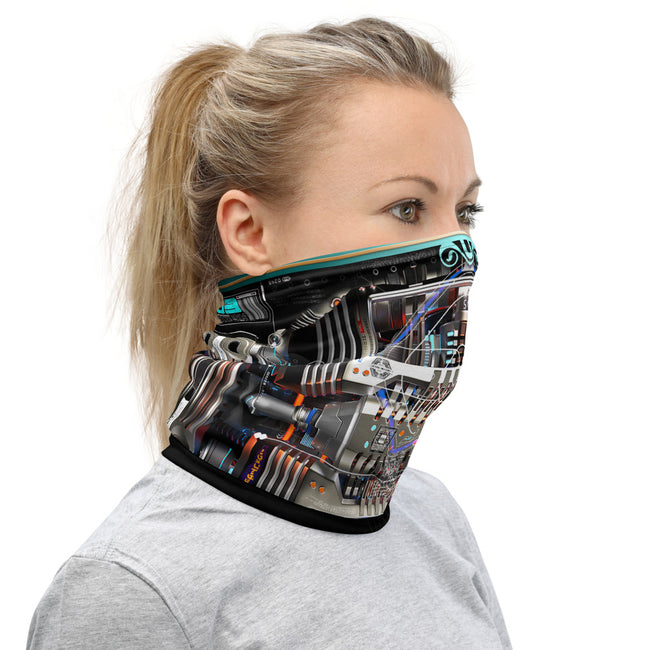 Mechanical CyberPunk Printed Neck Gaiter, Fabric Face Mask, PF - 11371