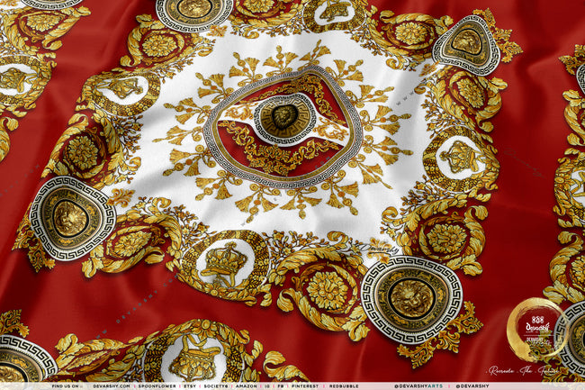 Scarlet Baroque Upholstery Fabric 3Meters & 12 Furnishing Fabrics European Baroque Fabric By the Yard | RB0016B