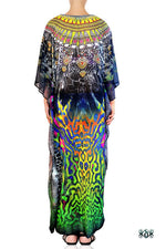 Devarshy Digital Print SBD Classic Long Embellished Animal print Kaftan Dress - 002A , Apparel - DEVARSHY, DEVARSHY
 - 3