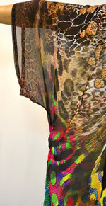 NATURE MORTE Green Animal Print Devarshy Long Georgette Kimono Jacket - 002A