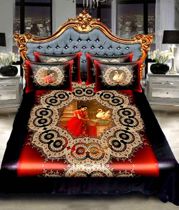 Digital print Hans Damyanti Devarshy Designer kingsize Bed sheet Set , Home Decor - DEVARSHY, DEVARSHY
 - 1