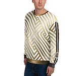 Diagonal Stripes White Unisex Sweatshirt, Lounge Wear, PF | D20091