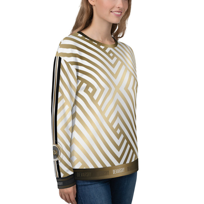 Diagonal Stripes White Unisex Sweatshirt, Lounge Wear, PF | D20091