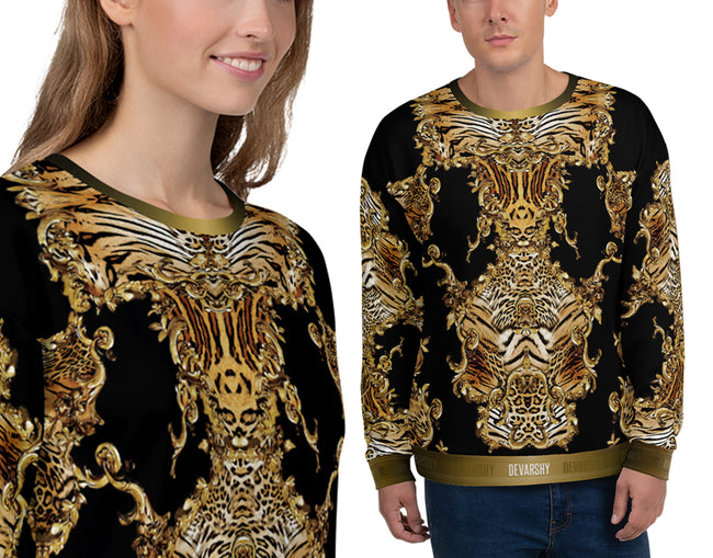 Black Animal Print Unisex Sweatshirt Casual Wear, PF - 0009B