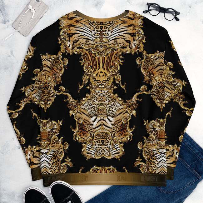 Black Animal Print Unisex Sweatshirt Casual Wear, PF - 0009B
