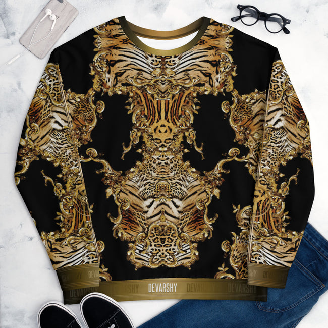 Black Animal Print Unisex Sweatshirt Casual Wear, PF - 0009B
