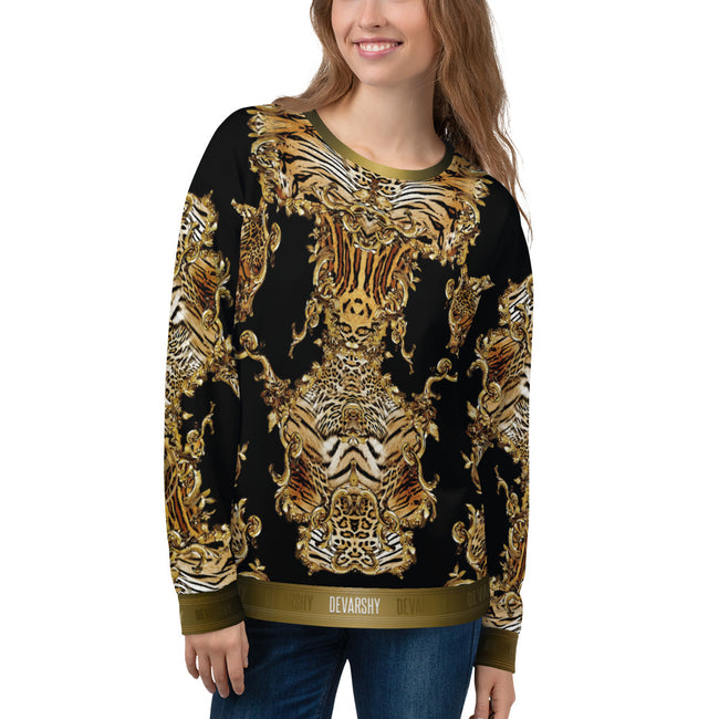 Black Animal Print Unisex Sweatshirt Casual Wear, PF - 0009B