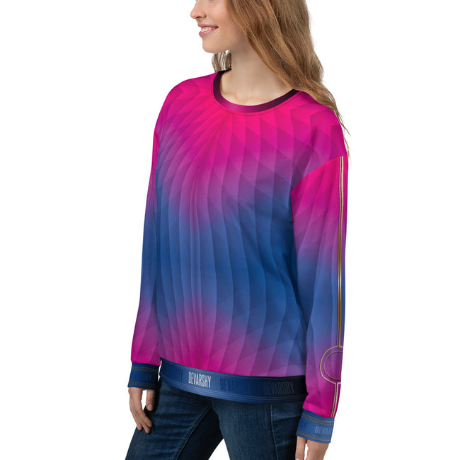 Pink And Blue Gradient Unisex Sweatshirt For Winter, PF - 11196