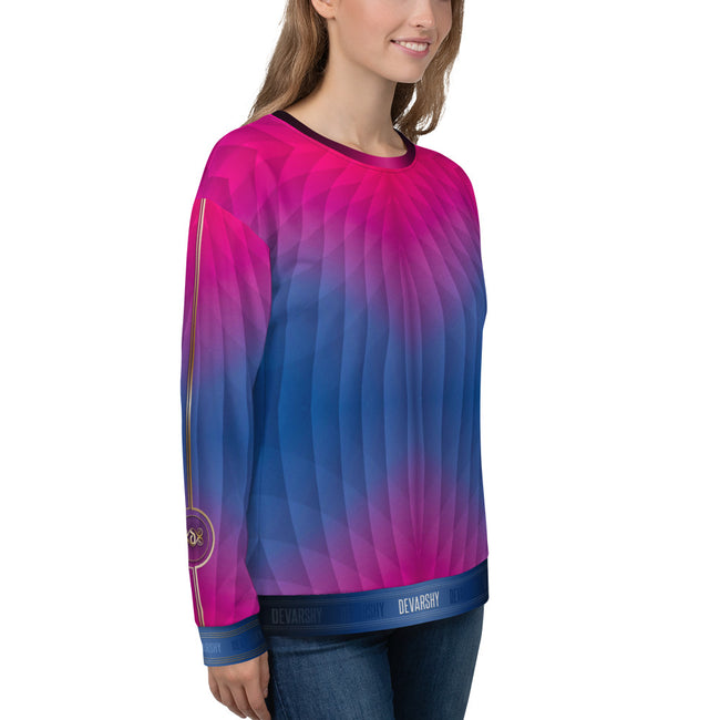 Pink And Blue Gradient Unisex Sweatshirt For Winter, PF - 11196