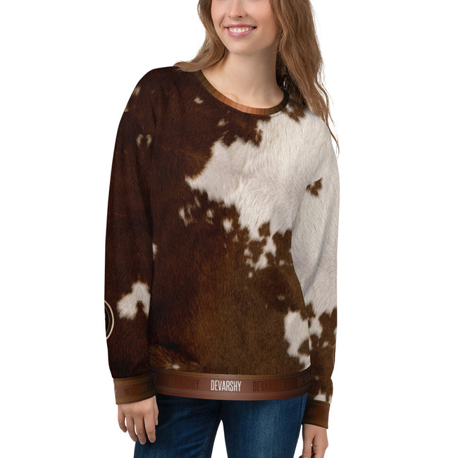 Jersey Cow Print UNISEX Sweatshirt For Winter Wear, PF - 11222