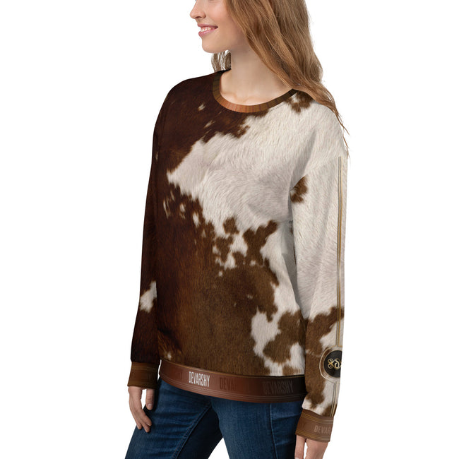 Jersey Cow Print UNISEX Sweatshirt For Winter Wear, PF - 11222