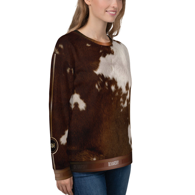 Jersey Cow Print UNISEX Sweatshirt For Winter Wear, PF - 11222